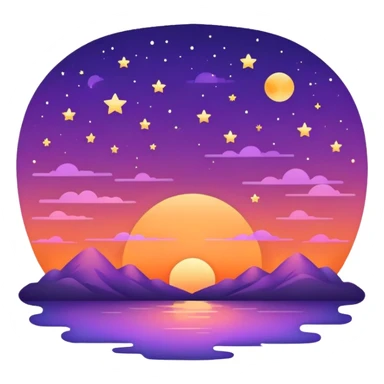 Atardecer con estrellas sticker