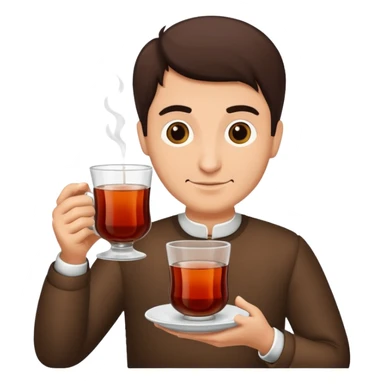 man holding turkish tea sticker