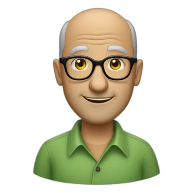 mid aged balding jewish man in rectangular black glasses and green button up shirt sticker