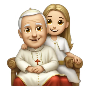 Pope John Paul the second with small girl on his laps sticker