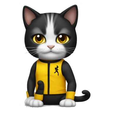 cat wearing bruce lee costume sticker