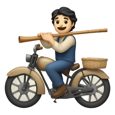 caucasian farmer with black hair performing with a flute on a bike sticker