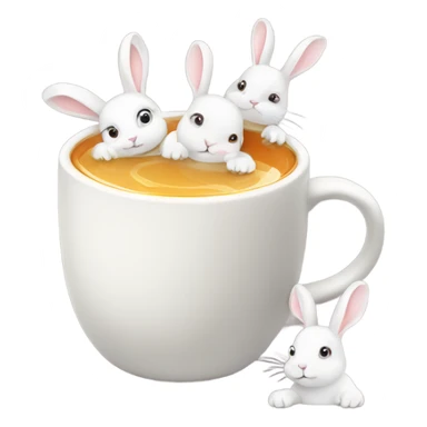Cup of tea with white cute rabbits  sticker