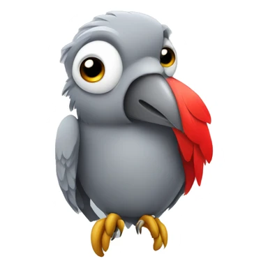 Gray parrot with one red feather on his butt sticker