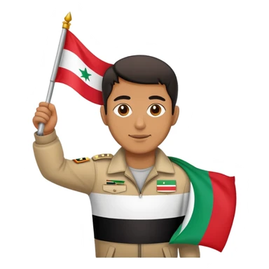 Guy holding a iraq flag sticker