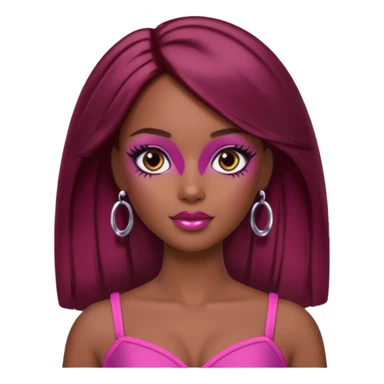 black barbie with brown hair with burgundy highlights  sticker
