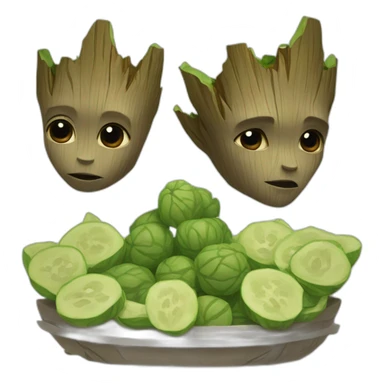 Groot eating a yoda sticker