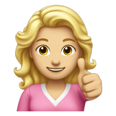 blonde hair lady with pink bluse thumbs up sticker