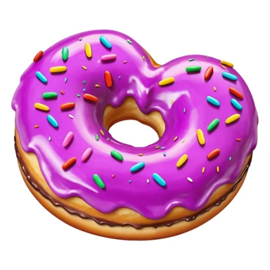 Realistic isolated heart shaped donut with mauve frosting. sticker