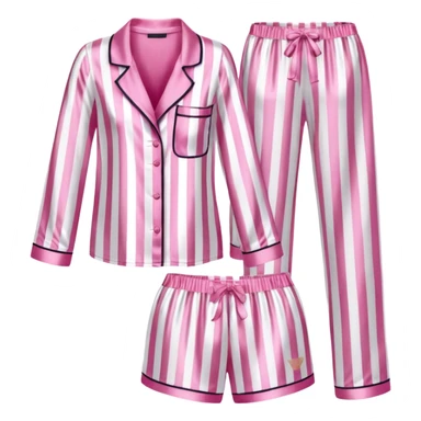 Striped pink and white silk Victoria’s Secret pajama set sticker