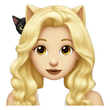 Pretty long blonde haired woman kissing Black cat sticker