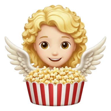 popcorn , with smily face angel sticker