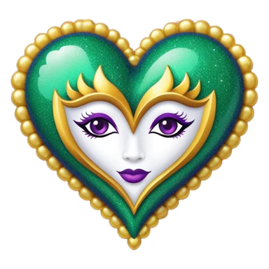 Mardi Gras glitter heart  sticker