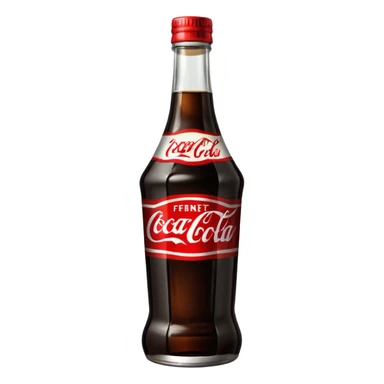 Una botella de fernet branca con un vaso hecho con una botella de coca cola cortada por la mitad sticker