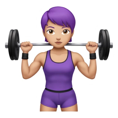 weight lifting female short purple hair asian sticker