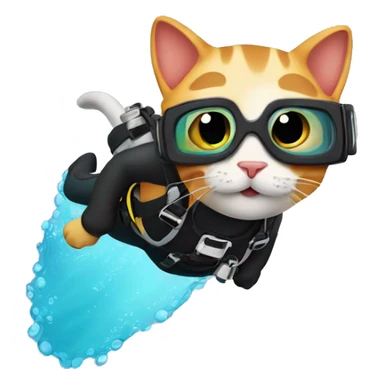 A cat scuba diving sticker