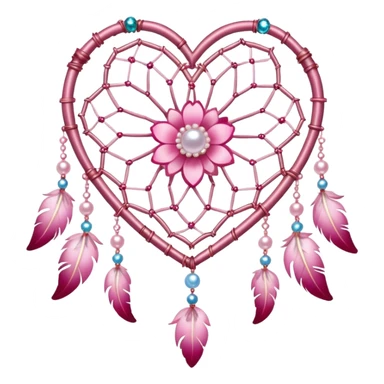 Sakura flower heart Cœur pastel suncatchers gemstones beadspearls crystals dreamcatcher sticker