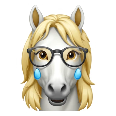 white horse face body with glasse sticker