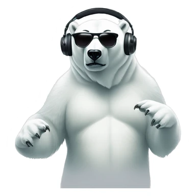 polar bear djing, wearing cool sunglasses and over ear headphones sticker