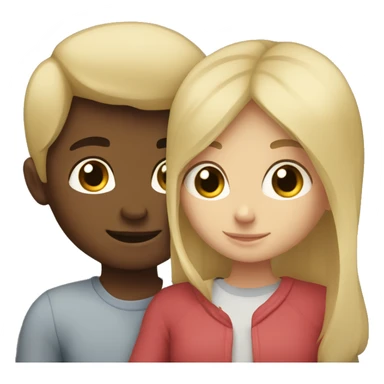 Blonde girl and brunette boy cuddling sticker