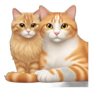 an orange cat and a seal ragdoll cat cuddling sticker