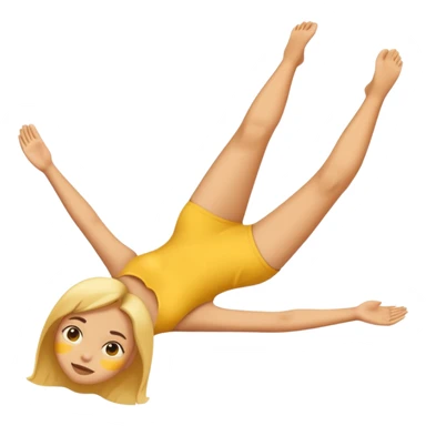 Yellow skin emoji girl lays down facing camera with legs up sticker
