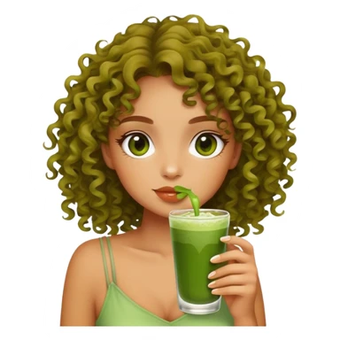 A beautiful curly bronzed girl drinking matcha sticker