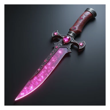 realistic gothic knife with pink and gemstone accents, photorealistic style sticker