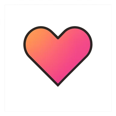 gradient heart icon, modern icon style, clean lines, more angular shape, no text sticker