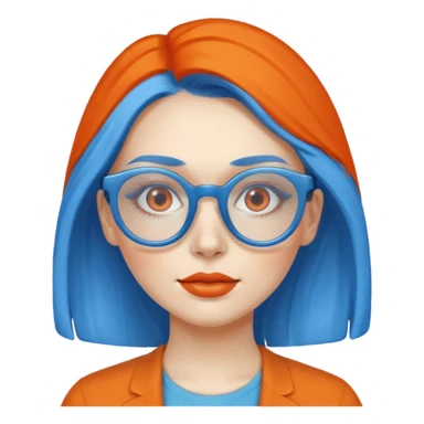 blue skinned orange glassed woman sticker