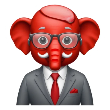 red elephant in a suit and glasses sticker