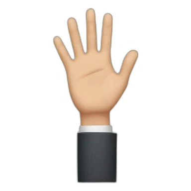 Man showing his hand towards right side sticker