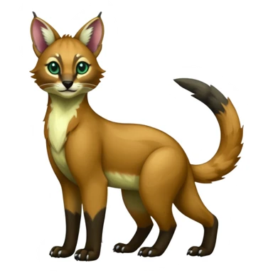 Colorful dark green  tropical exotic cute cool beautiful shiny beautiful fantasy-caracal-civet-genet-sergal-vernid-Gryphon-Cacomistle-Trico-oncilla-animal-Fakémon-hybrid-fursona (full body) sticker