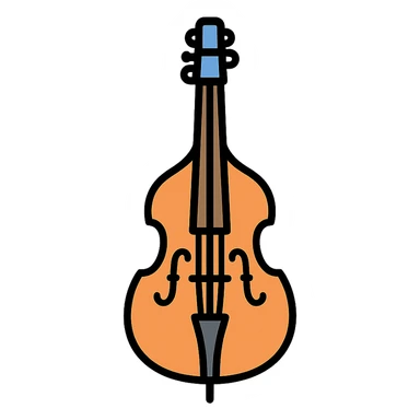 upright bass, outlined, colorful sticker