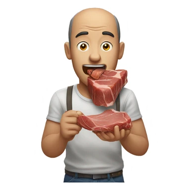 man chewing meat  sticker