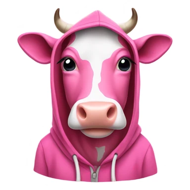Pink cow wearing hoodie sticker