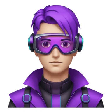 Cyberpunk man head 3d puruple cyber VR -glasses sticker