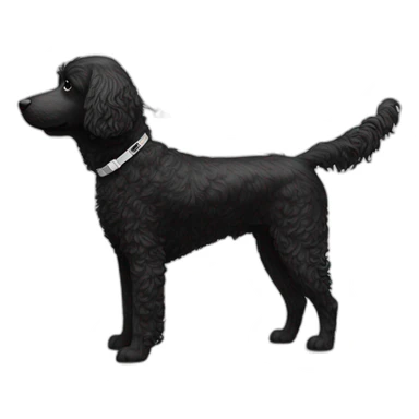 side profile medium sized black and white doodle on a leash going for a walk sticker