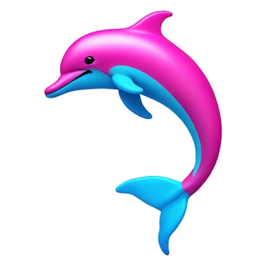 Hot pink and neon blue dolphin sticker