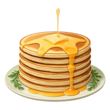 Fluffy stack of sunny pancakes with melted cheese and dill on top good quality sticker