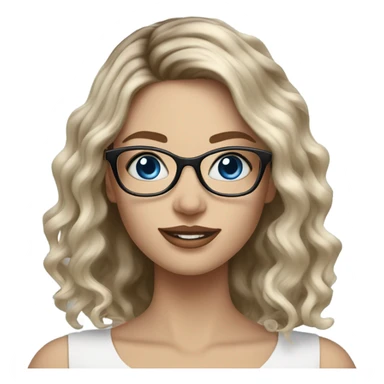 Beautiful Balayage pale model lady with glasses and blue eyes  sticker