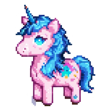 pink unicorn with blue hair sticker