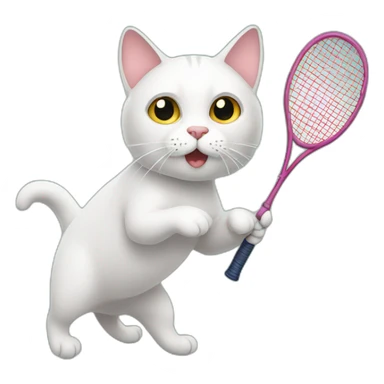 a cat with a badminton racket sticker