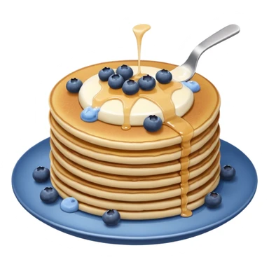 A pancake with blueberries and a glass of milk on the side sticker