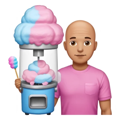 Bald man with cotton candy machine sticker