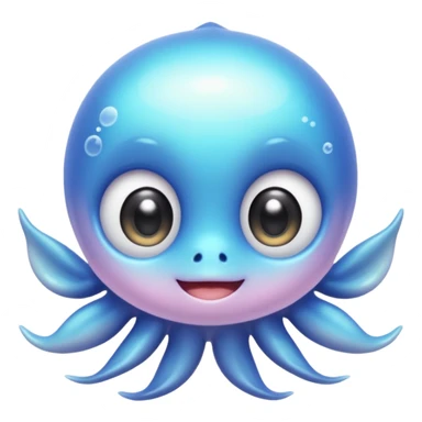 extremely cute aesthetic underwater creature with huge shiny big eyes, tiny body, soft pastel colors, extra friendly smile, maximally charming, kawaii-inspired sticker