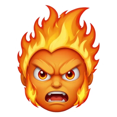 raging fire emoji, red-hot flames, extremely angry face sticker