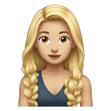 caucasian girl, long straight blonde hair, v-neck laced crop top sticker