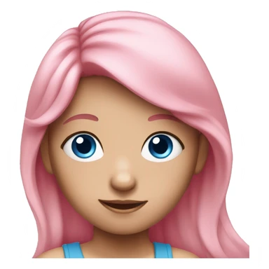 child with pink long hair and blue eyes sticker
