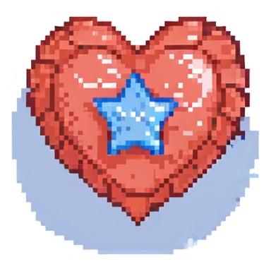 A red heart with a blue star inside sticker